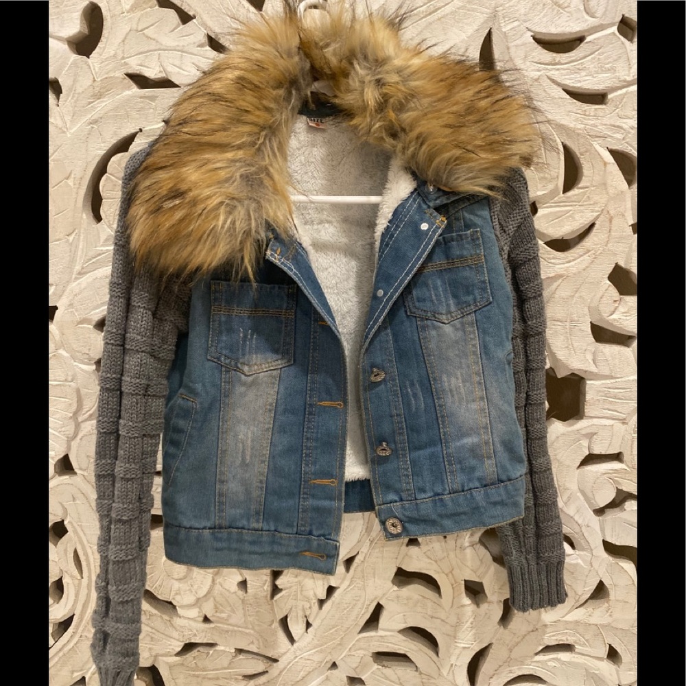 Half Knit Sweater Half Jean Jacket - image 1